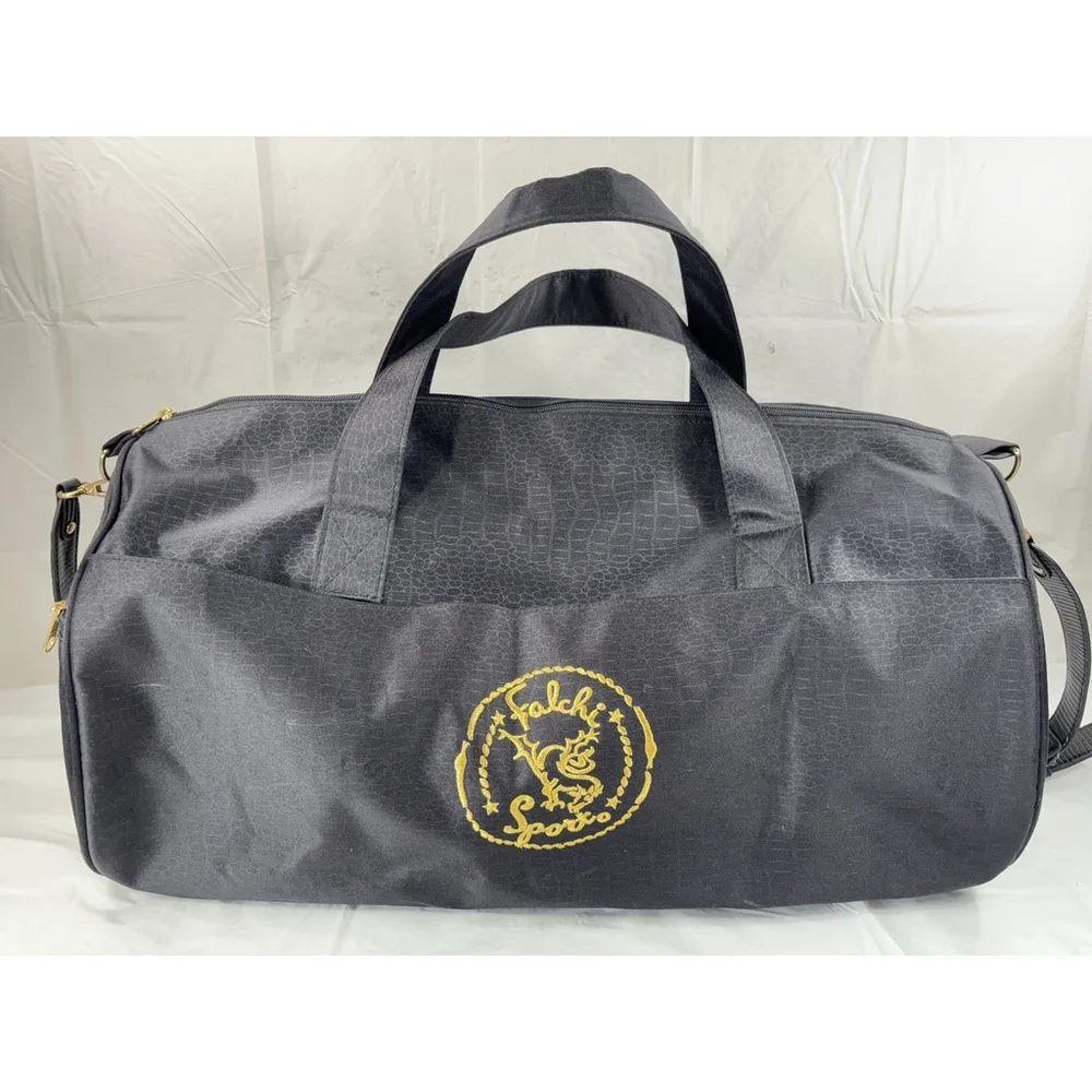 Carlos Falchi Sport Black travel tote Duffle Bag overnight weekender